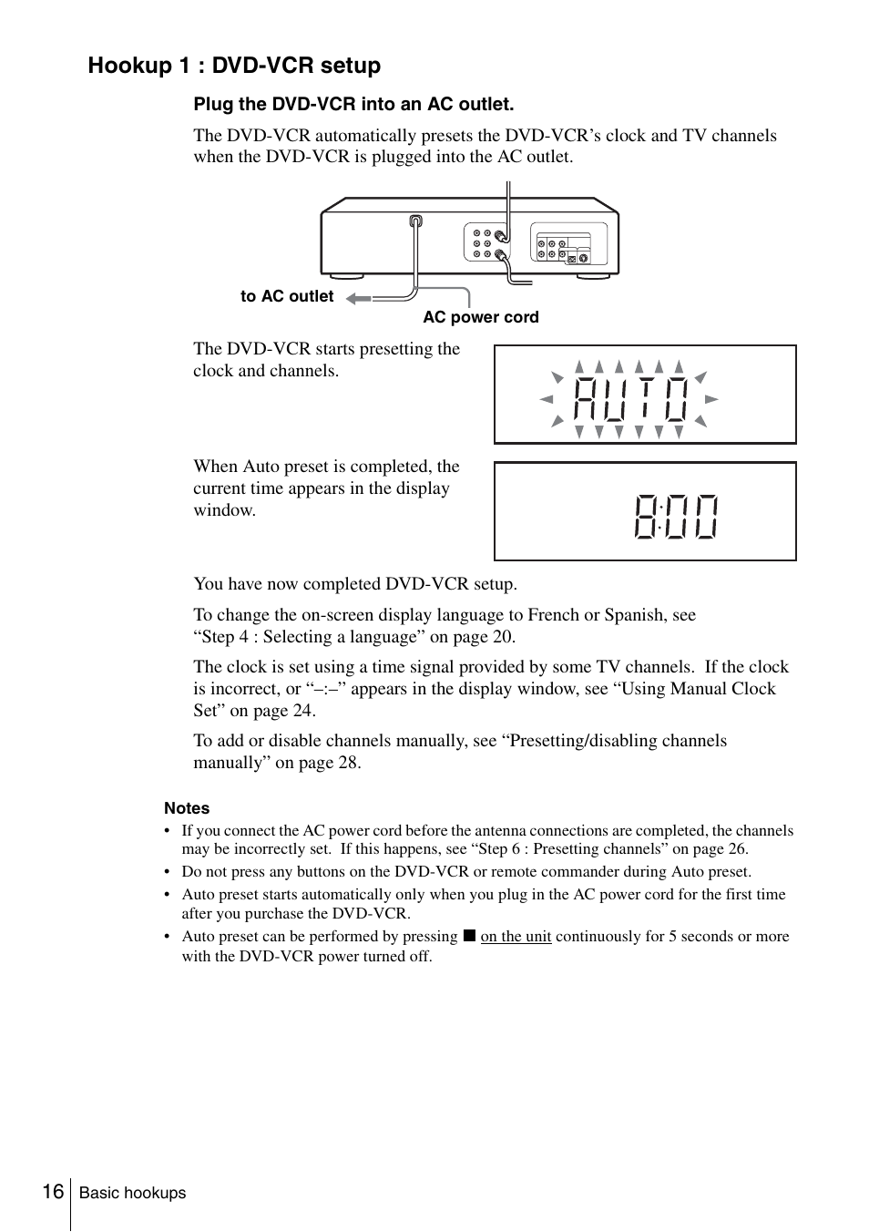 Hookup 1 : dvd-vcr setup | Sony SLV-D560P User Manual | Page 16 / 128