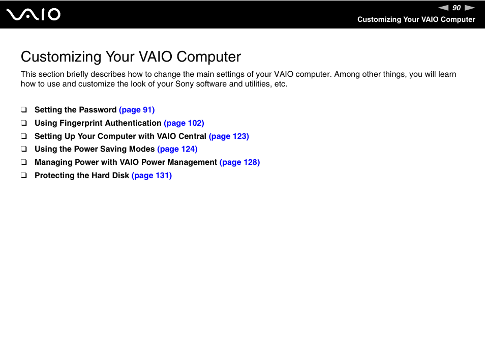 Customizing your vaio computer | Sony VGN-UX380N User Manual | Page 90 / 201