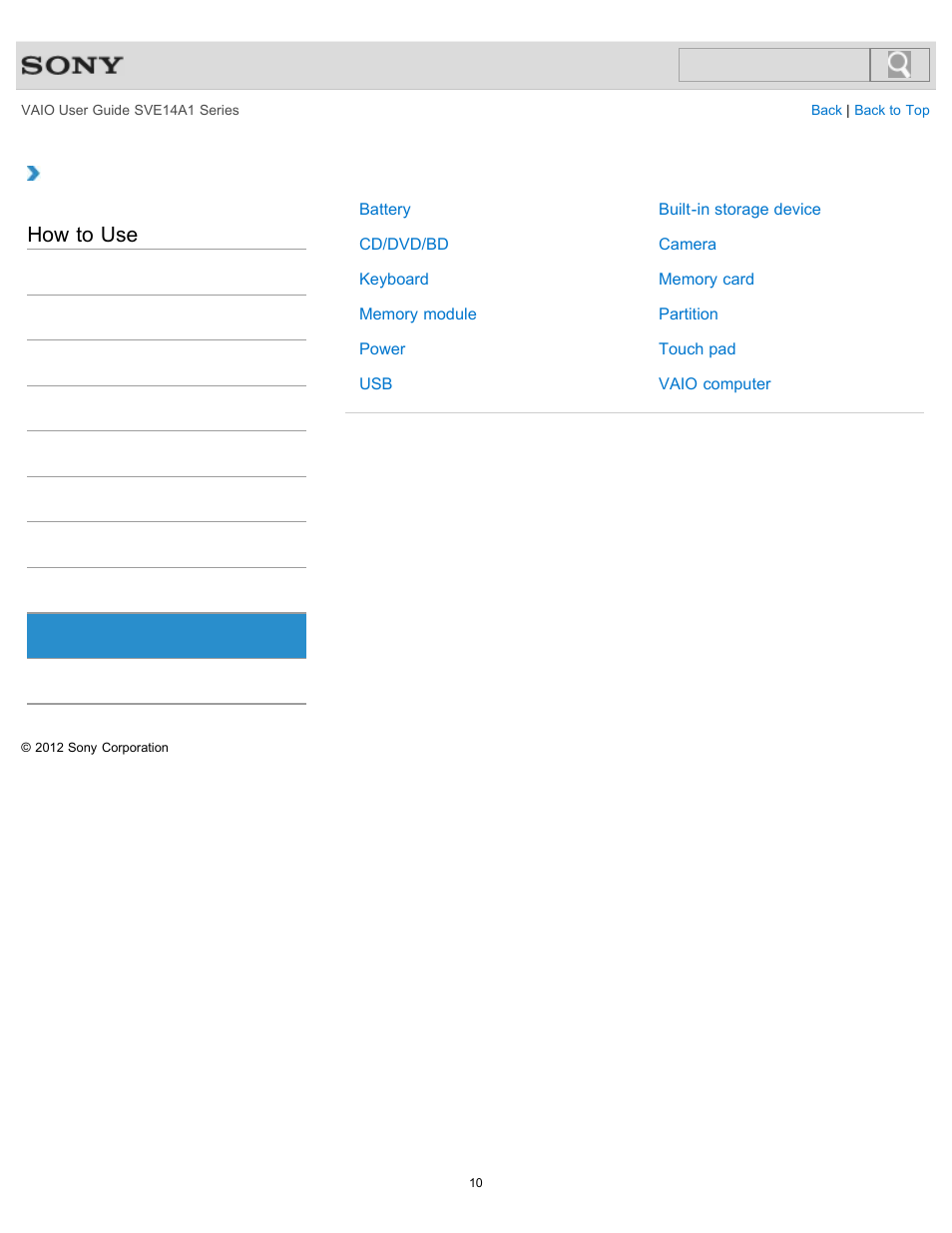 Other operations, How to use | Sony SVE14A1HFXBC User Manual | Page 10 / 373
