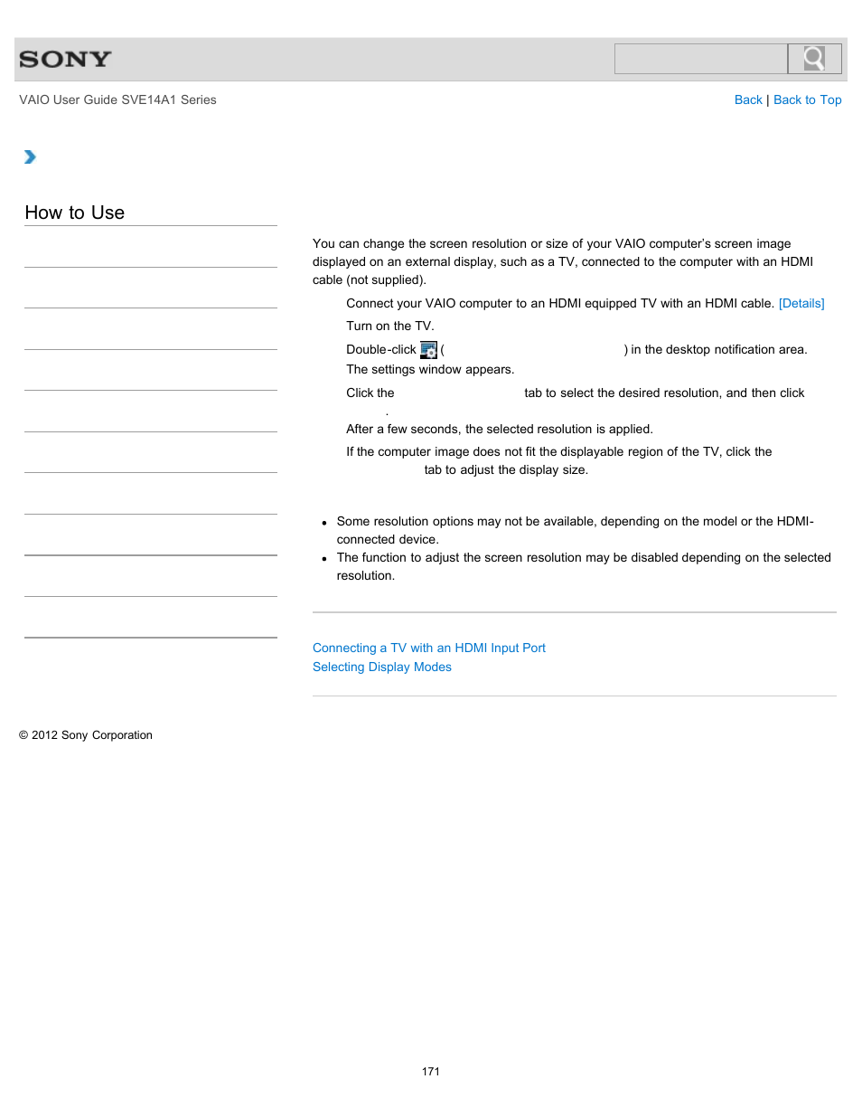 Device, Details, How to use | Sony SVE14A1HFXBC User Manual | Page 171 / 373