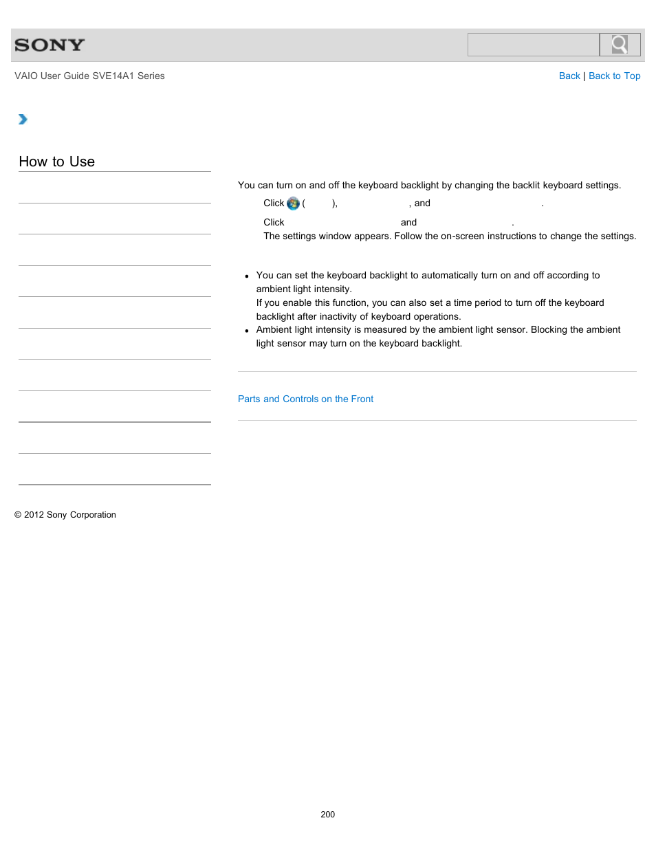 How to use | Sony SVE14A1HFXBC User Manual | Page 200 / 373