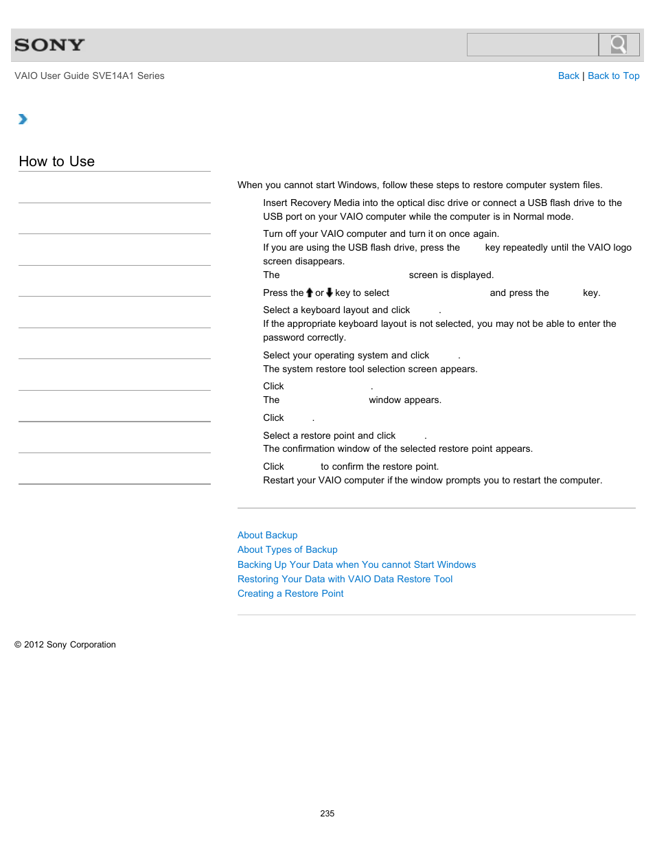 Windows, How to use | Sony SVE14A1HFXBC User Manual | Page 235 / 373