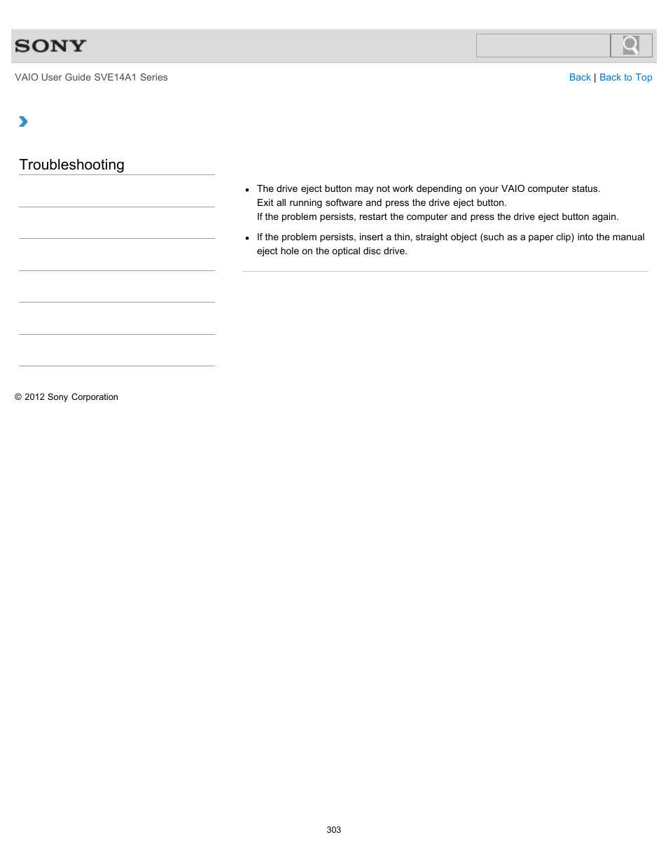 Troubleshooting | Sony SVE14A1HFXBC User Manual | Page 303 / 373