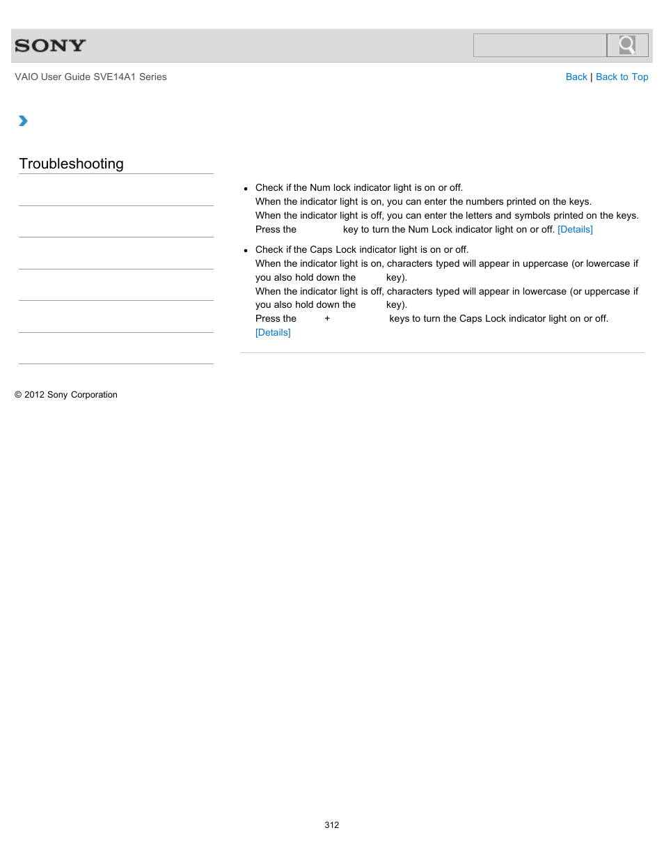Troubleshooting | Sony SVE14A1HFXBC User Manual | Page 312 / 373