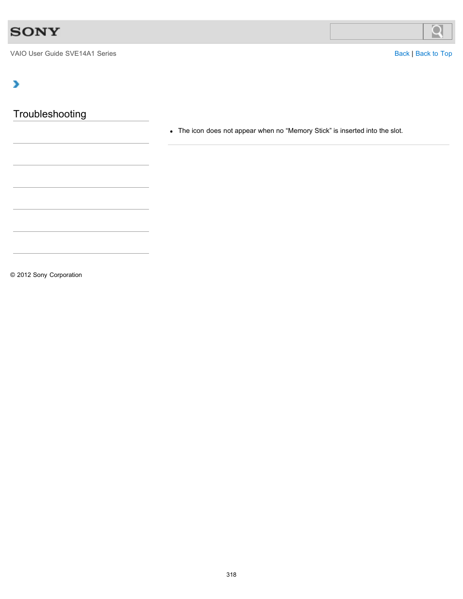 Troubleshooting | Sony SVE14A1HFXBC User Manual | Page 318 / 373