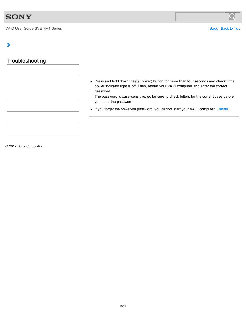 Consecutively, Troubleshooting | Sony SVE14A1HFXBC User Manual | Page 320 / 373