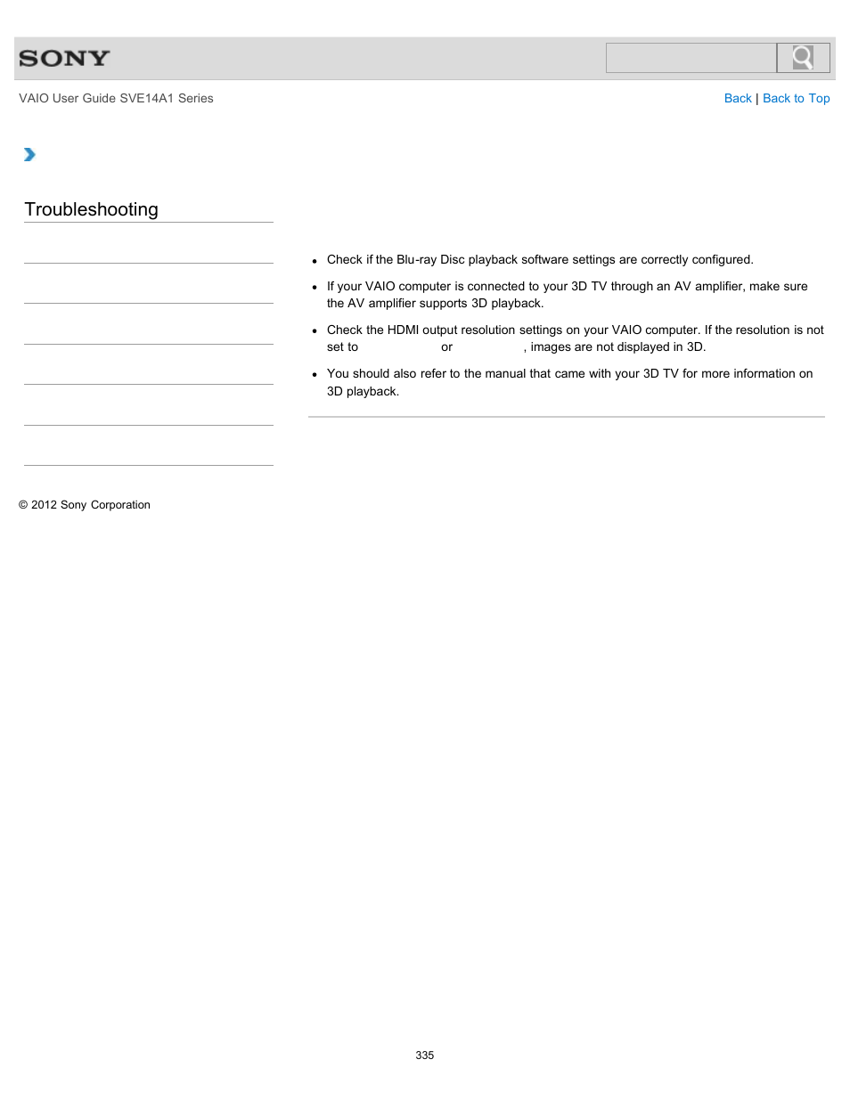 Troubleshooting | Sony SVE14A1HFXBC User Manual | Page 335 / 373