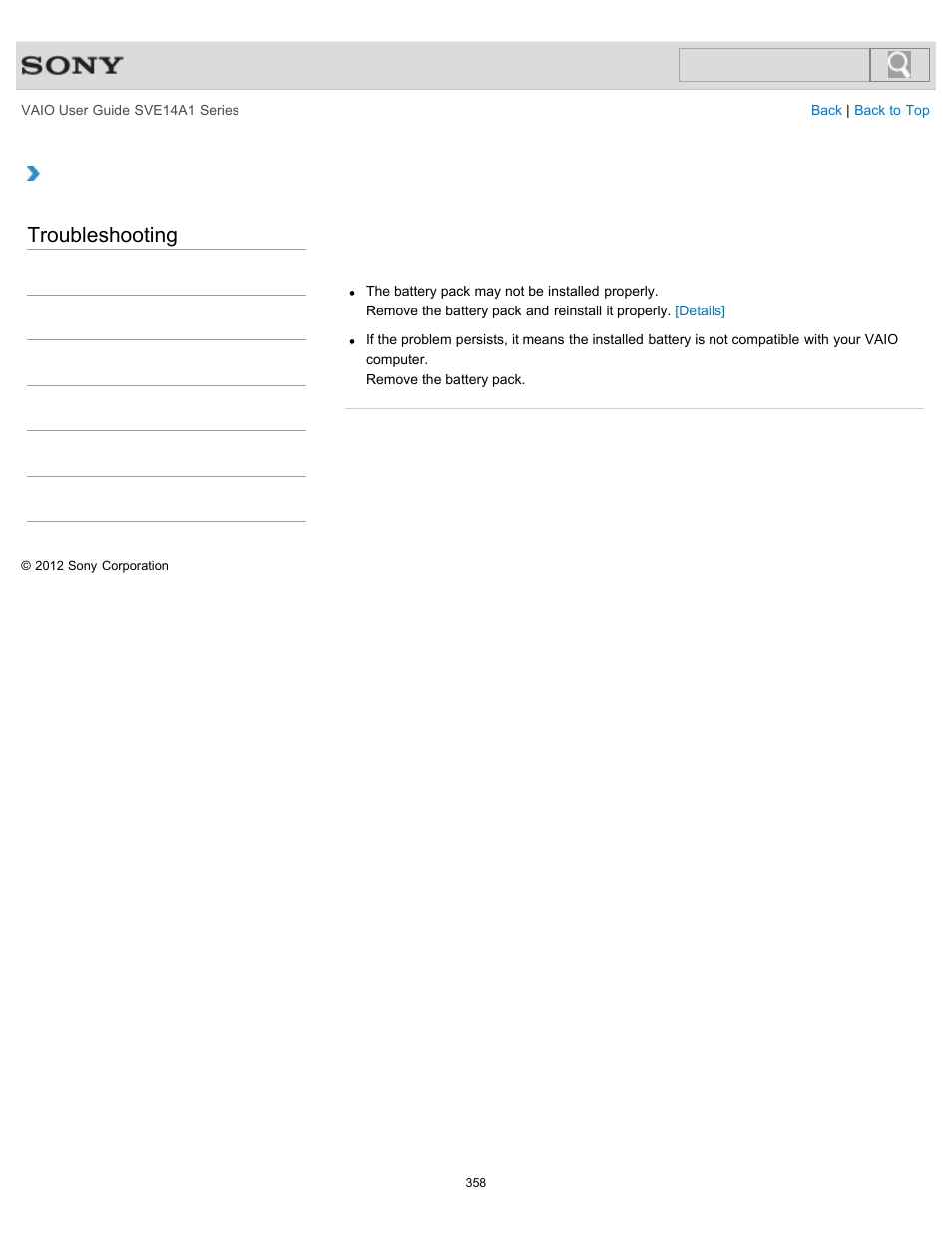 Troubleshooting | Sony SVE14A1HFXBC User Manual | Page 358 / 373