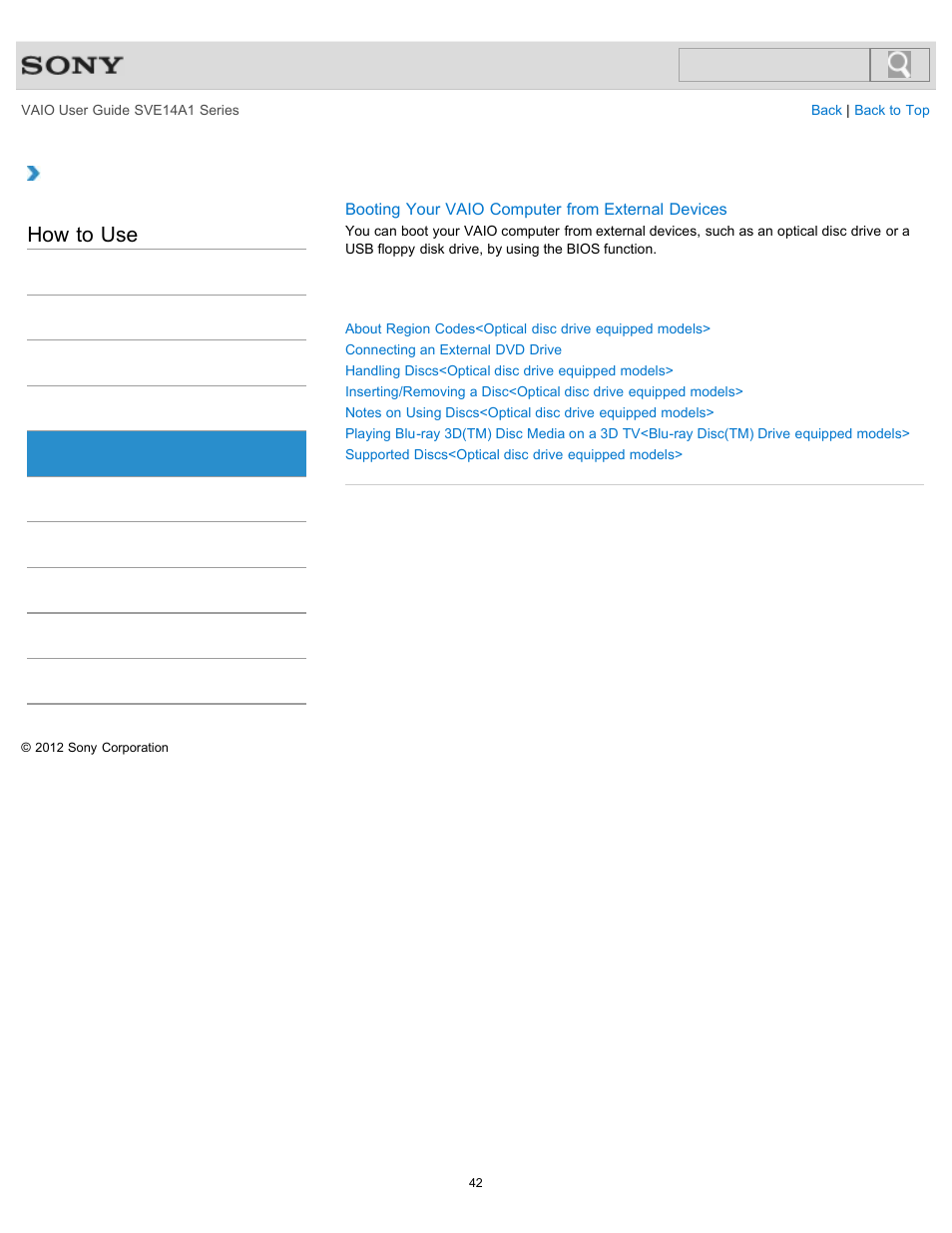 Cd/dvd/bd, How to use | Sony SVE14A1HFXBC User Manual | Page 42 / 373