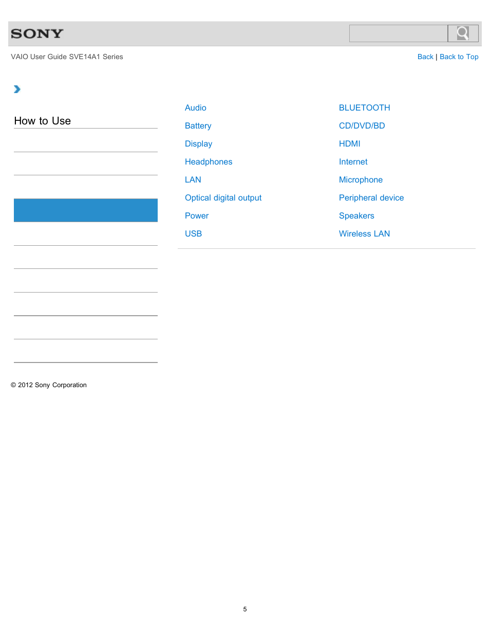 Connections, How to use | Sony SVE14A1HFXBC User Manual | Page 5 / 373