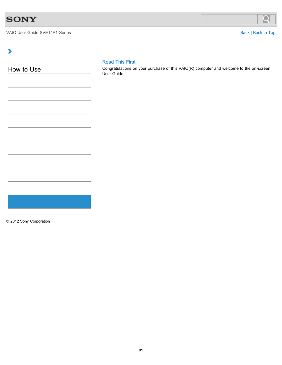 Read this first, How to use | Sony SVE14A1HFXBC User Manual | Page 91 / 373