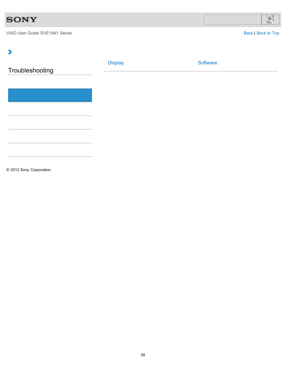 Software, Troubleshooting | Sony SVE14A1HFXBC User Manual | Page 99 / 373