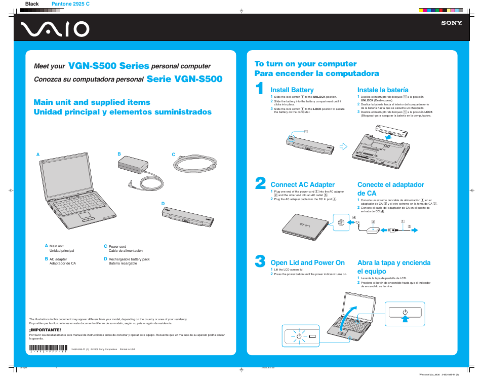 Sony VGN-S550P User Manual | 2 pages