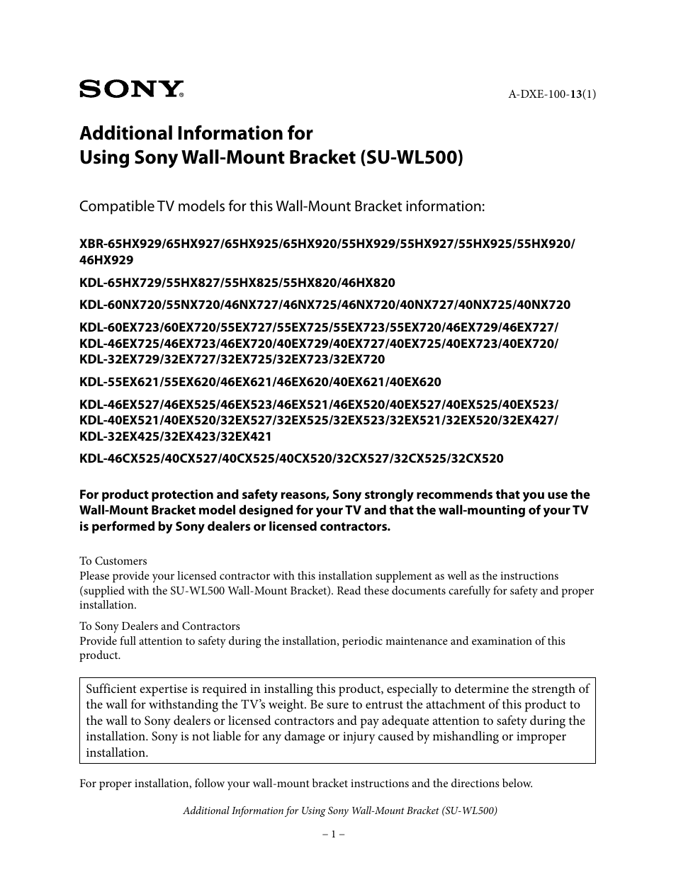 Sony KDL-46HX820 User Manual | 8 pages