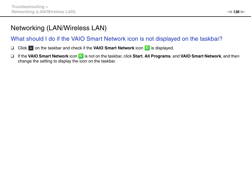 Networking (lan/wireless lan), Lan) | Sony VPCCB2SFX User Manual | Page 136 / 168