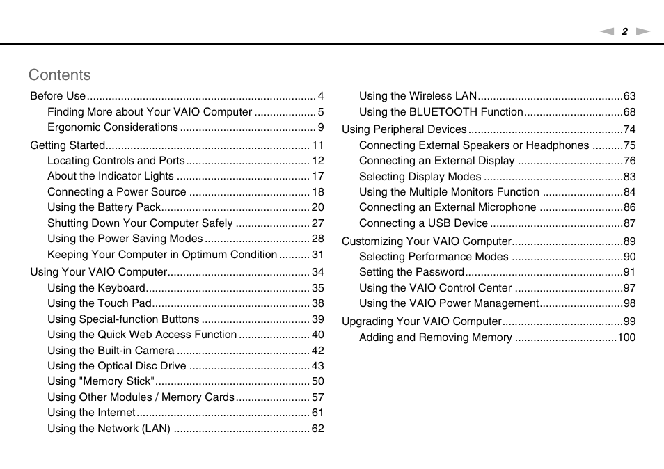 Sony VPCCB2SFX User Manual | Page 2 / 168