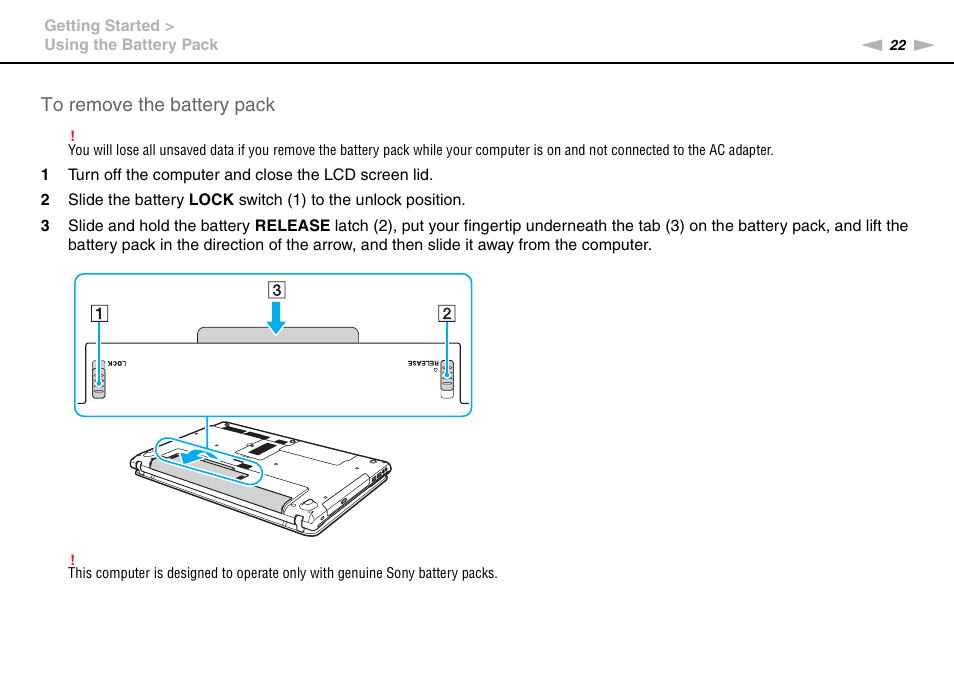 Sony VPCCB2SFX User Manual | Page 22 / 168