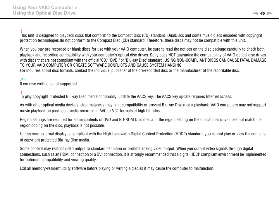 Sony VPCCB2SFX User Manual | Page 46 / 168