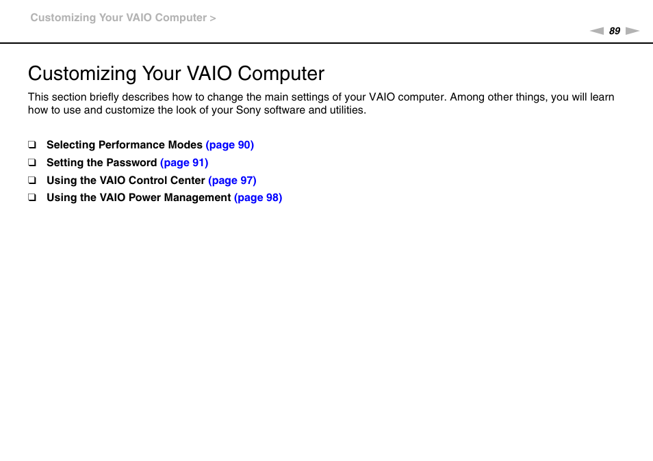 Customizing your vaio computer | Sony VPCCB2SFX User Manual | Page 89 / 168