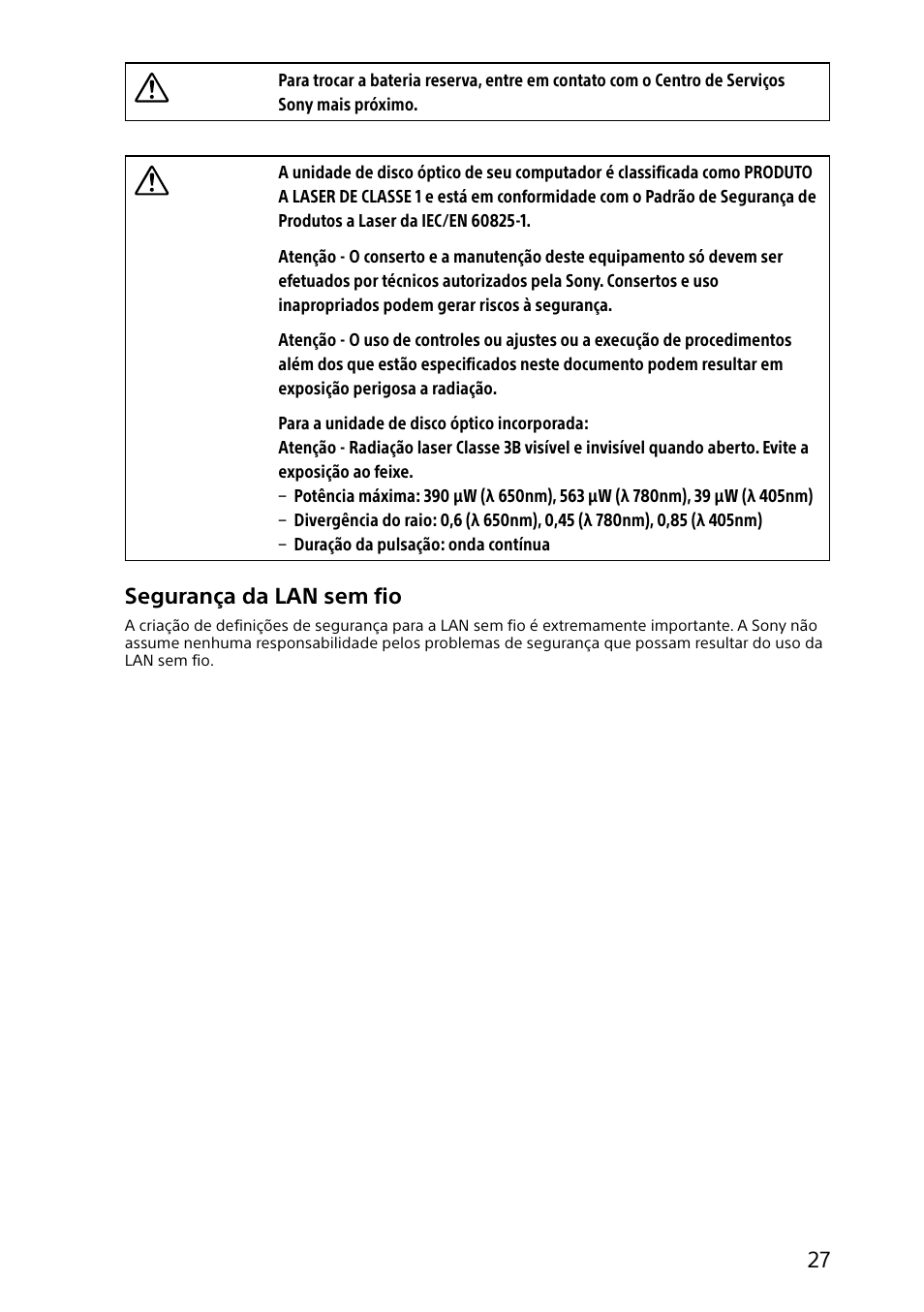 Segurança da lan sem fio | Sony SVF14218CXW User Manual | Page 27 / 32