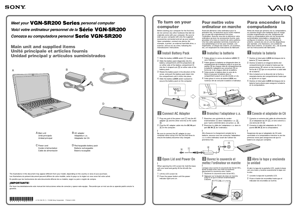 Sony VGN-SR290P User Manual | 2 pages