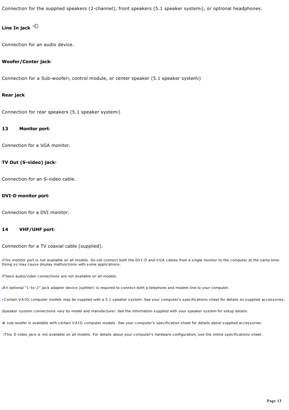 Sony VGC-RB58G User Manual | Page 13 / 131