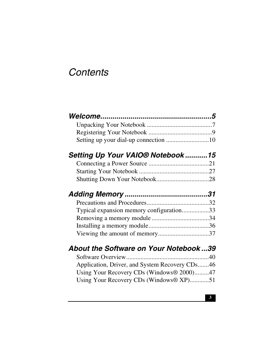 Sony PCG-GR290 User Manual | Page 3 / 84