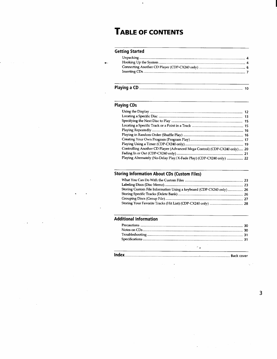 Sony CDP-CX240 User Manual | Page 3 / 32