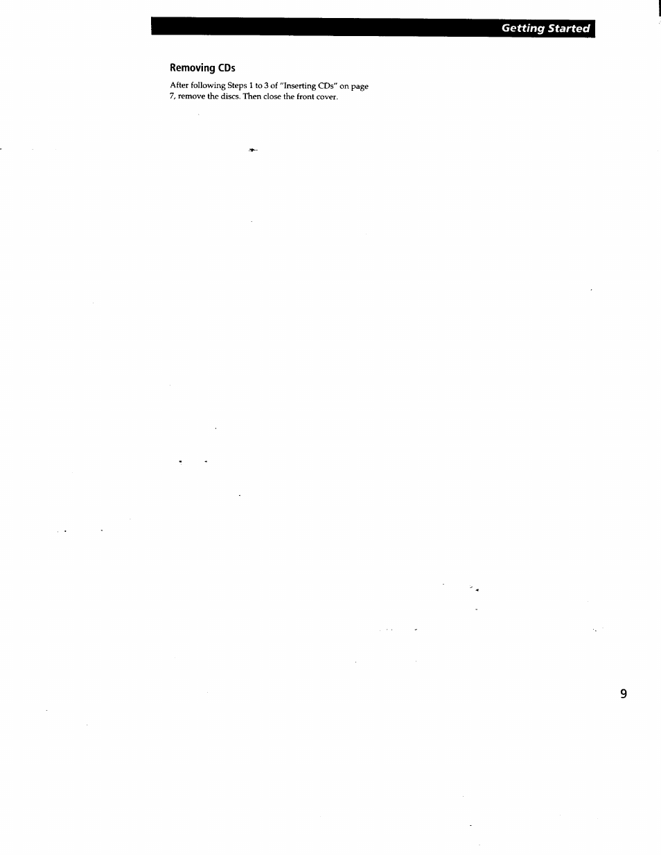 Removing cds | Sony CDP-CX240 User Manual | Page 9 / 32