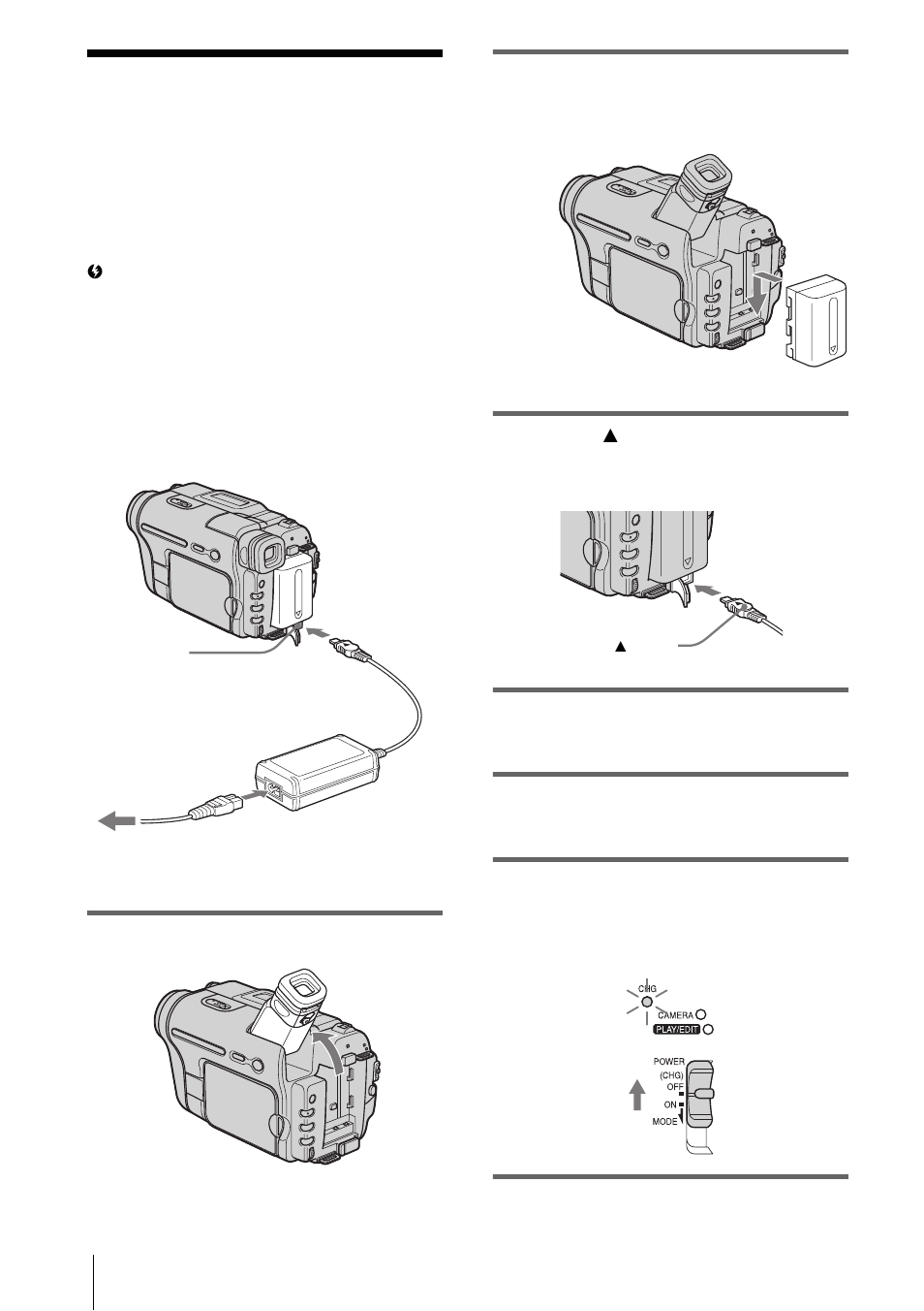 Step 2: charging the battery pack | Sony CCD-TRV328 User Manual | Page 12 / 100