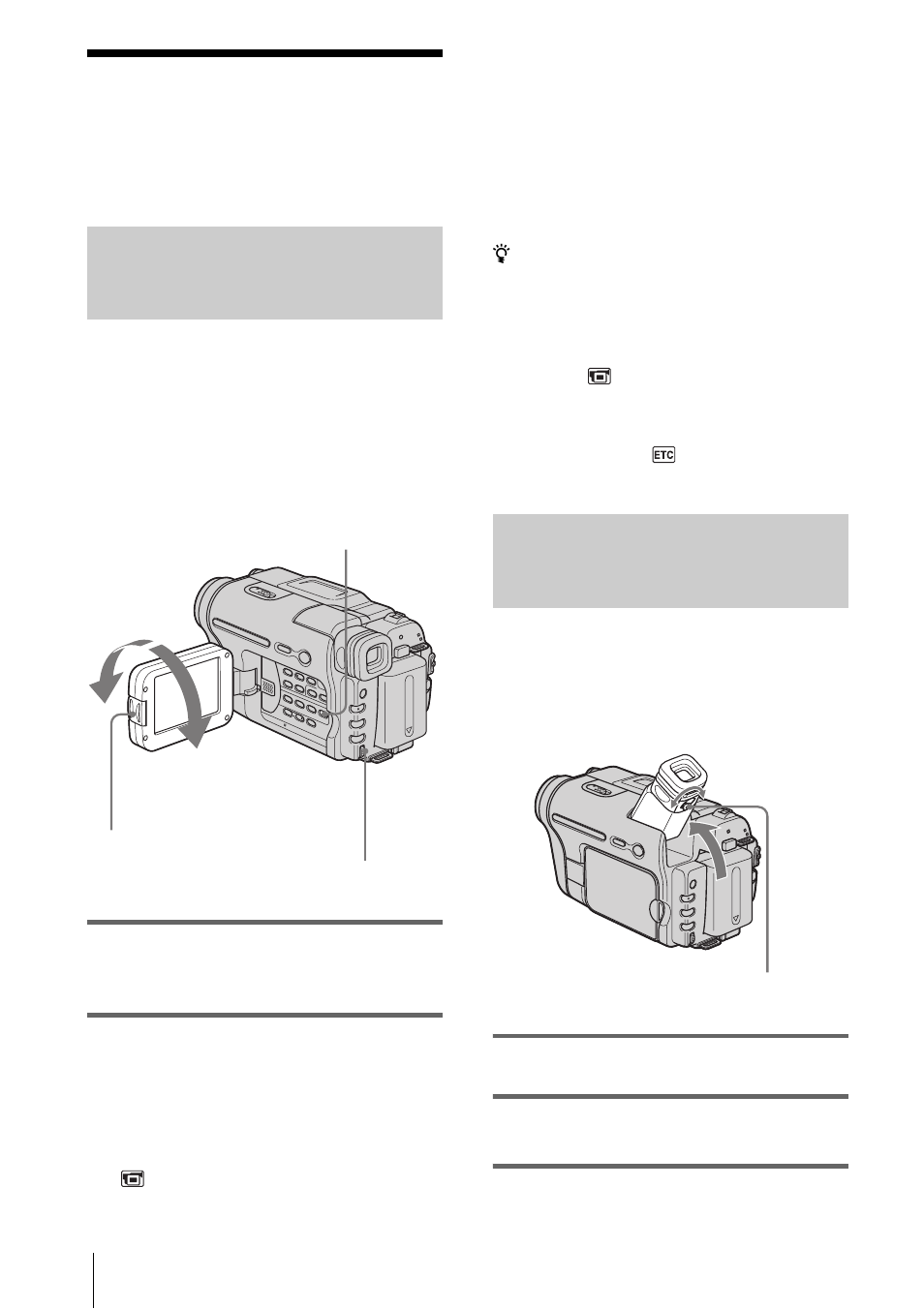 Step 4: adjusting the lcd panel and viewfinder, Adjusting the lcd panel, Adjusting the viewfinder | Adjusting the lcd panel adjusting the viewfinder | Sony CCD-TRV328 User Manual | Page 16 / 100