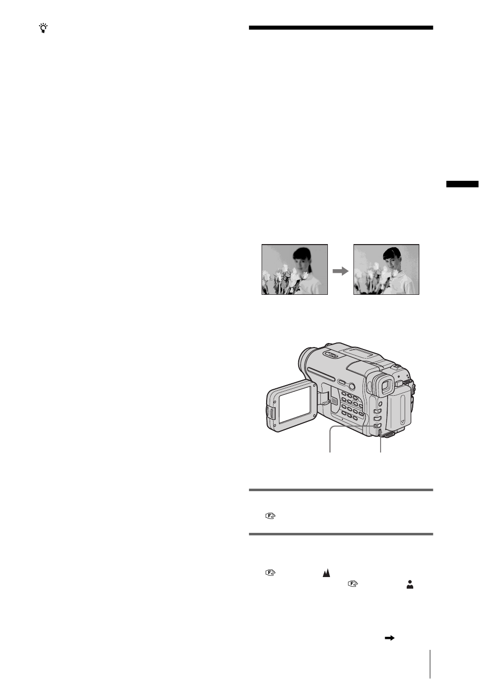Adjusting the focus manually | Sony CCD-TRV328 User Manual | Page 29 / 100