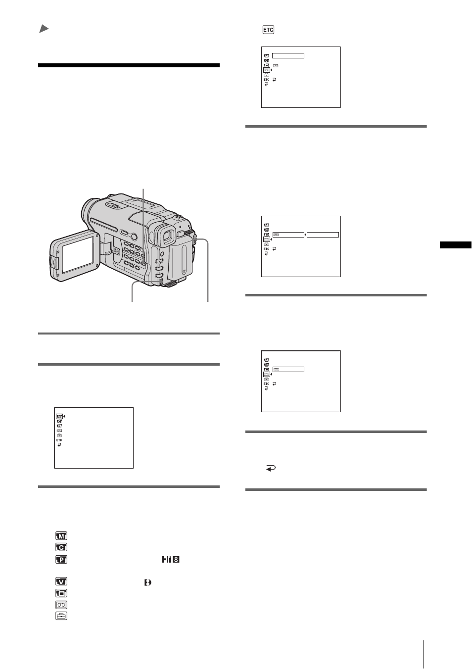 Advanced operations, Customizing your camcorder, Changing the menu settings | Sony CCD-TRV328 User Manual | Page 43 / 100