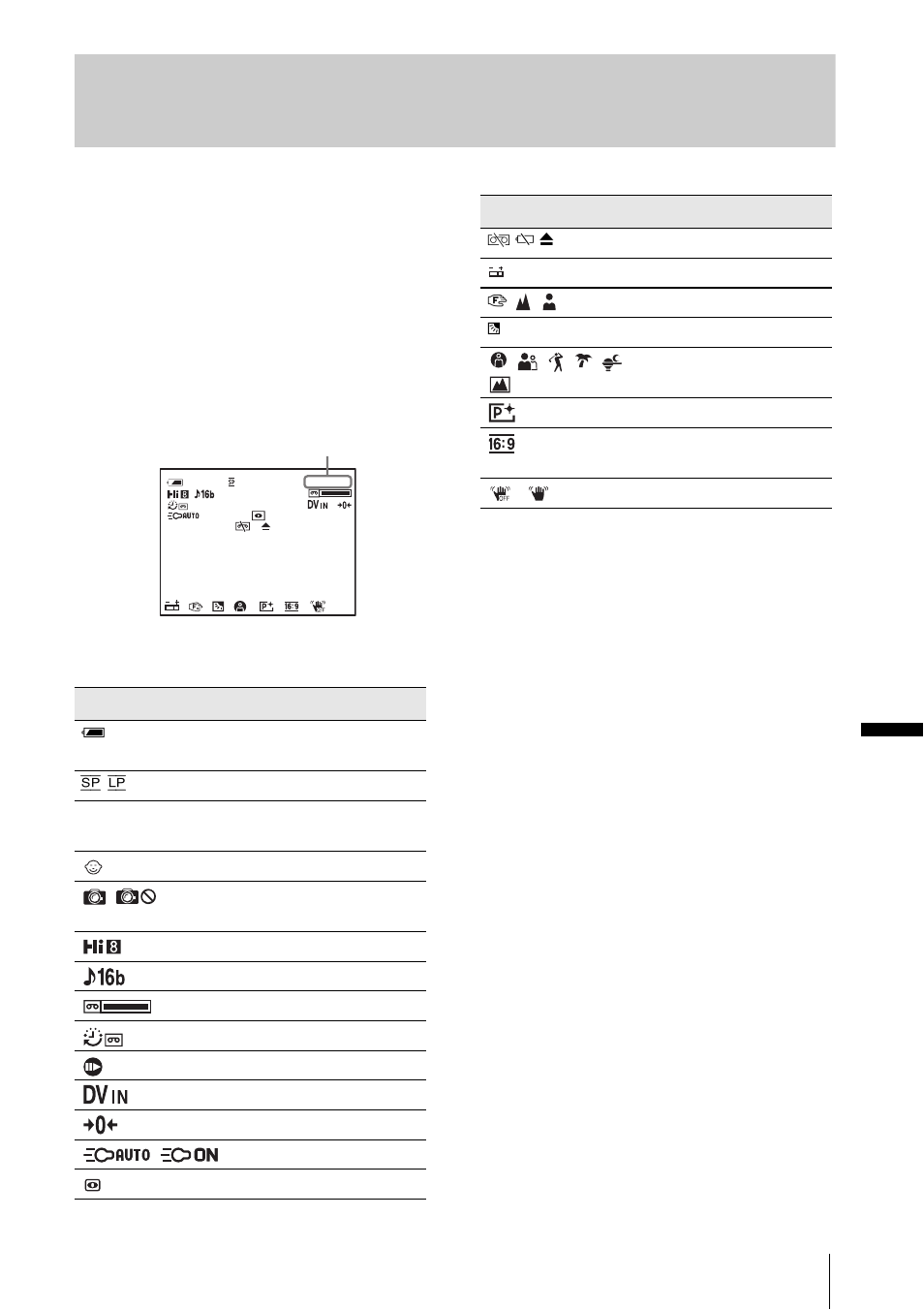 P. 97), Indicators for the lcd screen and viewfinder, Qu ic k refer ence | Sony CCD-TRV328 User Manual | Page 97 / 100