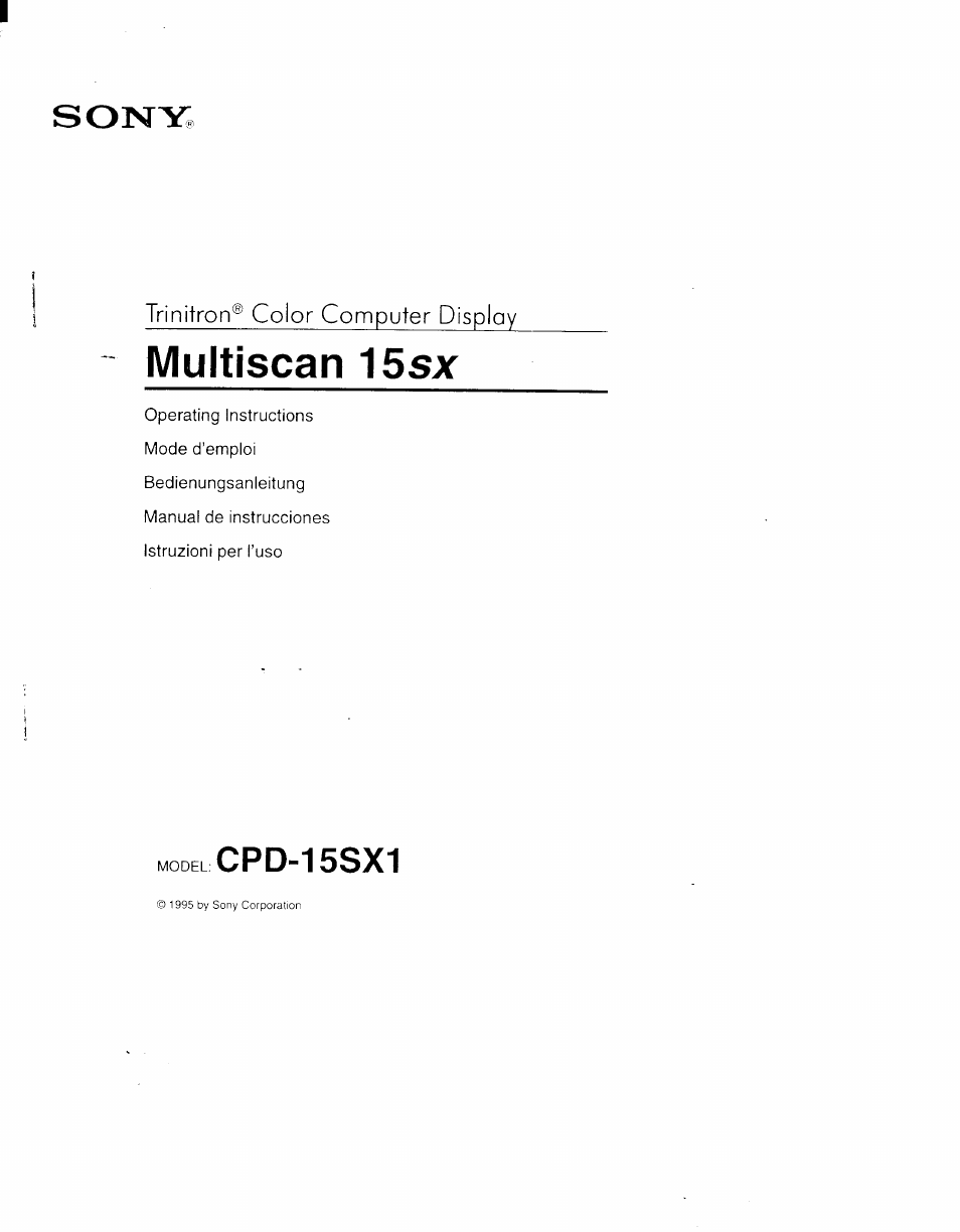 Sony CPD-15SX1 User Manual | 15 pages