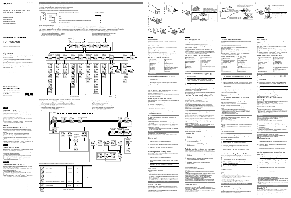 Sony HDR-AS15 User Manual | 2 pages