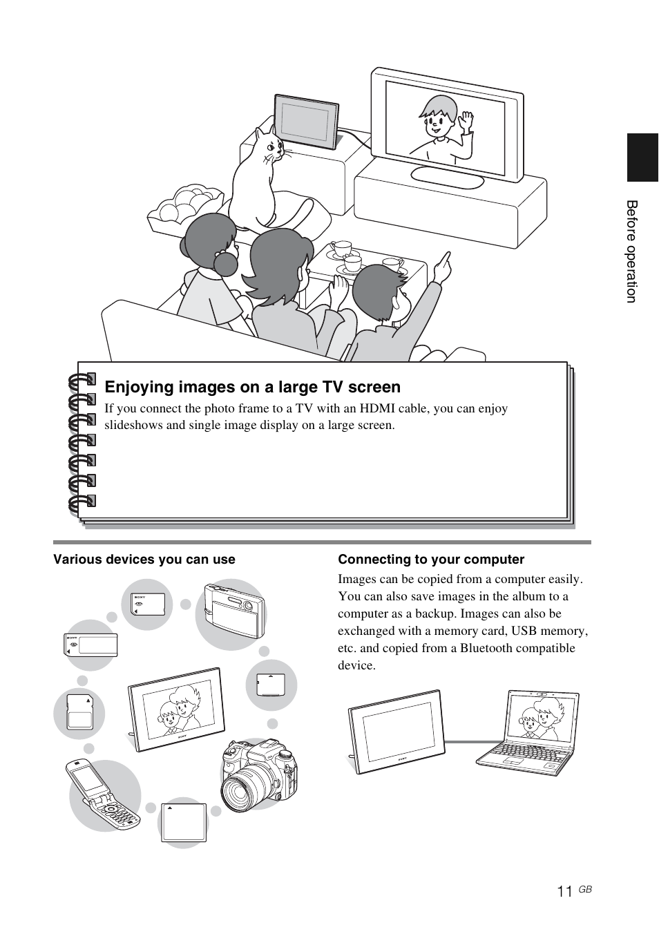 Enjoying images on a large tv screen | Sony DPF-V900 User Manual | Page 11 / 56