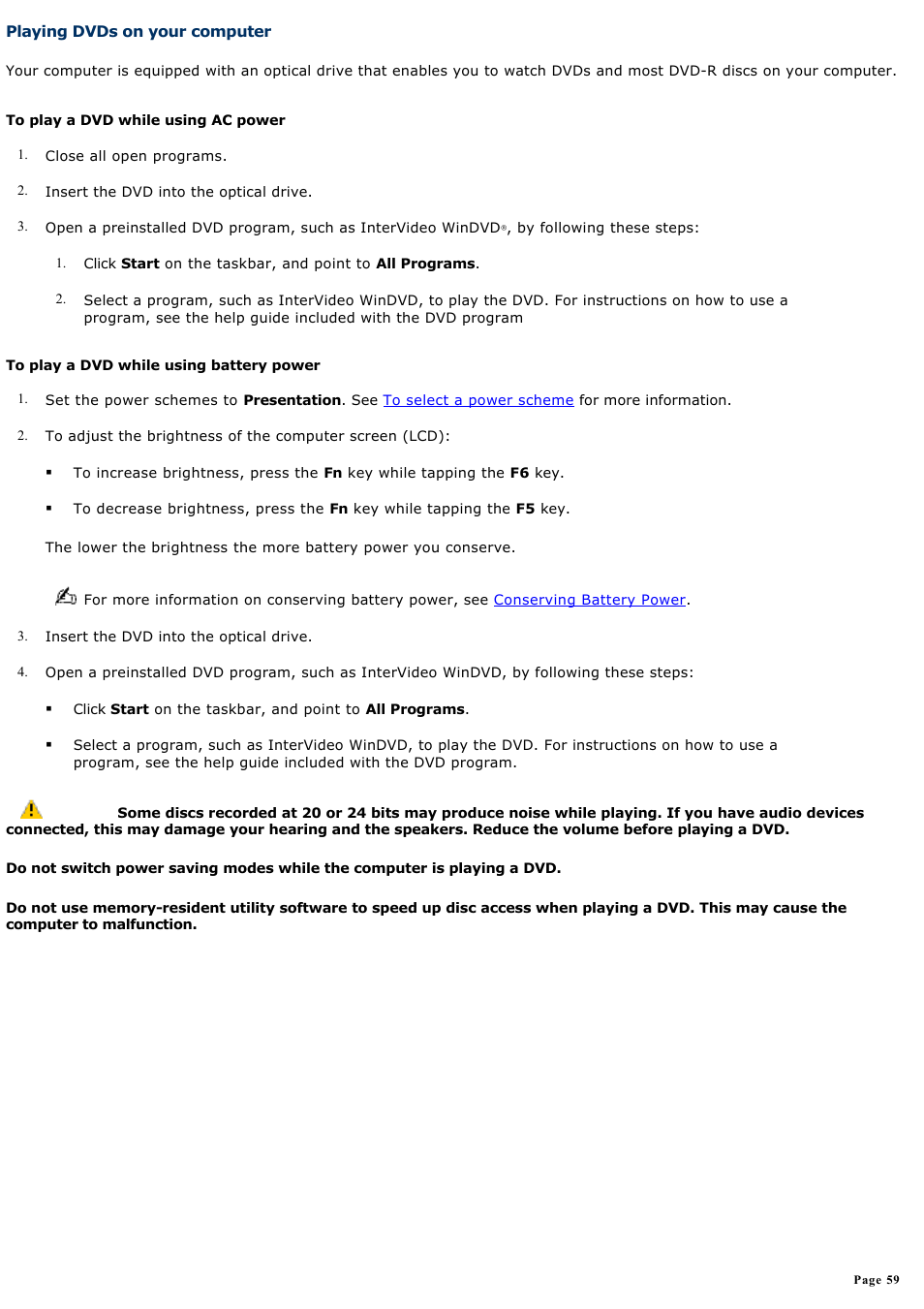 Playing dvds on your computer | Sony PCG-K14 User Manual | Page 59 / 145