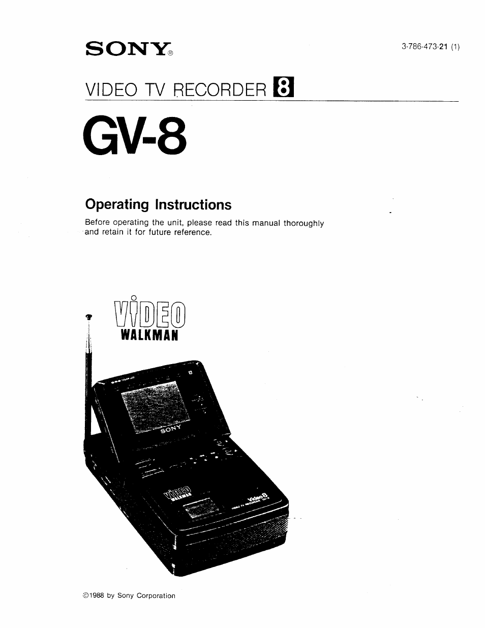 Sony GV-8 User Manual | 60 pages