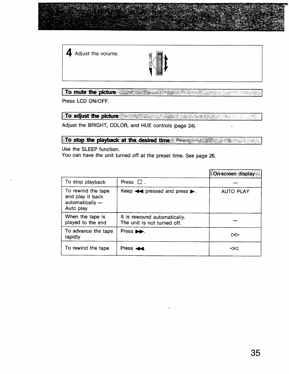 To mute the picture | Sony GV-8 User Manual | Page 35 / 60