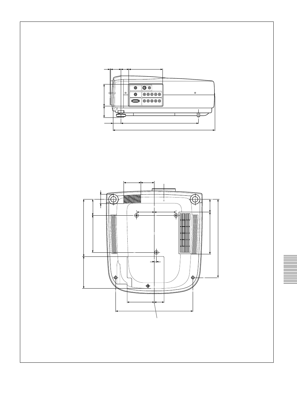 Base lateral | Sony VPL-VW10HT User Manual | Page 121 / 124