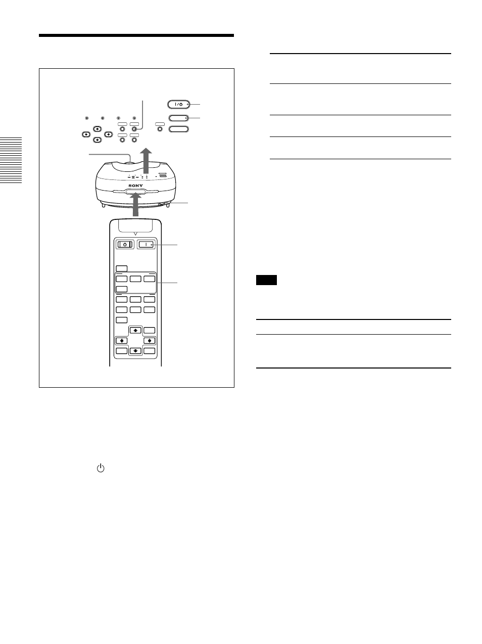 Projecting, Press the input key to select the input source, Turn on equipment connected to the projector | Sony VPL-VW10HT User Manual | Page 18 / 124