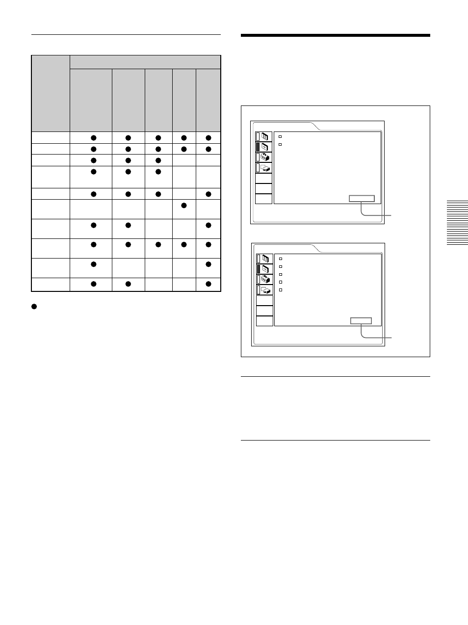 The input setting menu, Input signals and adjustable/setting items, Dot phase | Size h | Sony VPL-VW10HT User Manual | Page 23 / 124