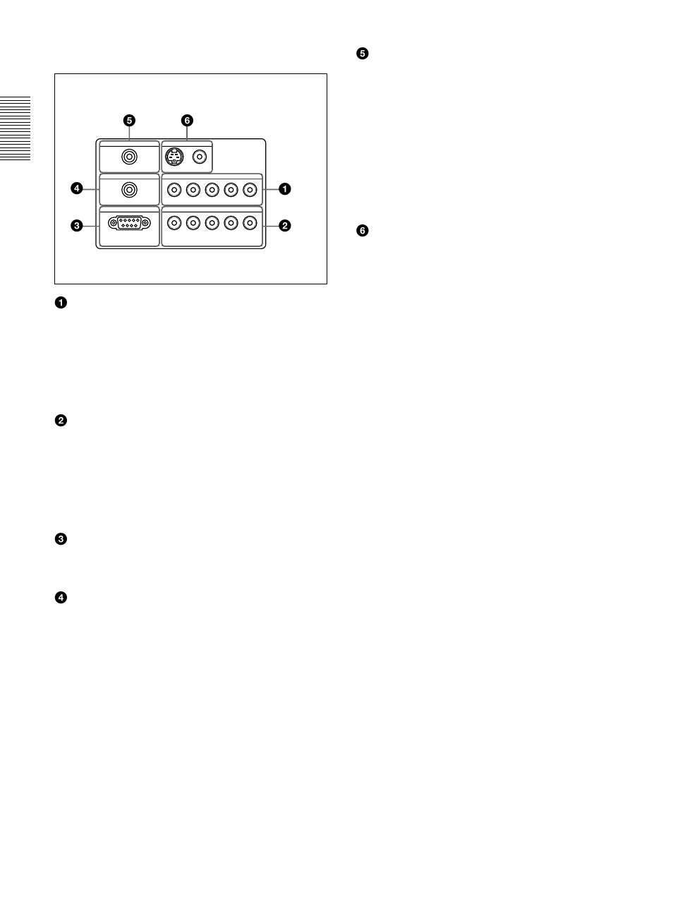 Panneau des connecteurs, 1connecteurs input a connecteurs g/y, b/c, Hdtv ou dtv (dtv gbr, dtv yp | Sony VPL-VW10HT User Manual | Page 52 / 124