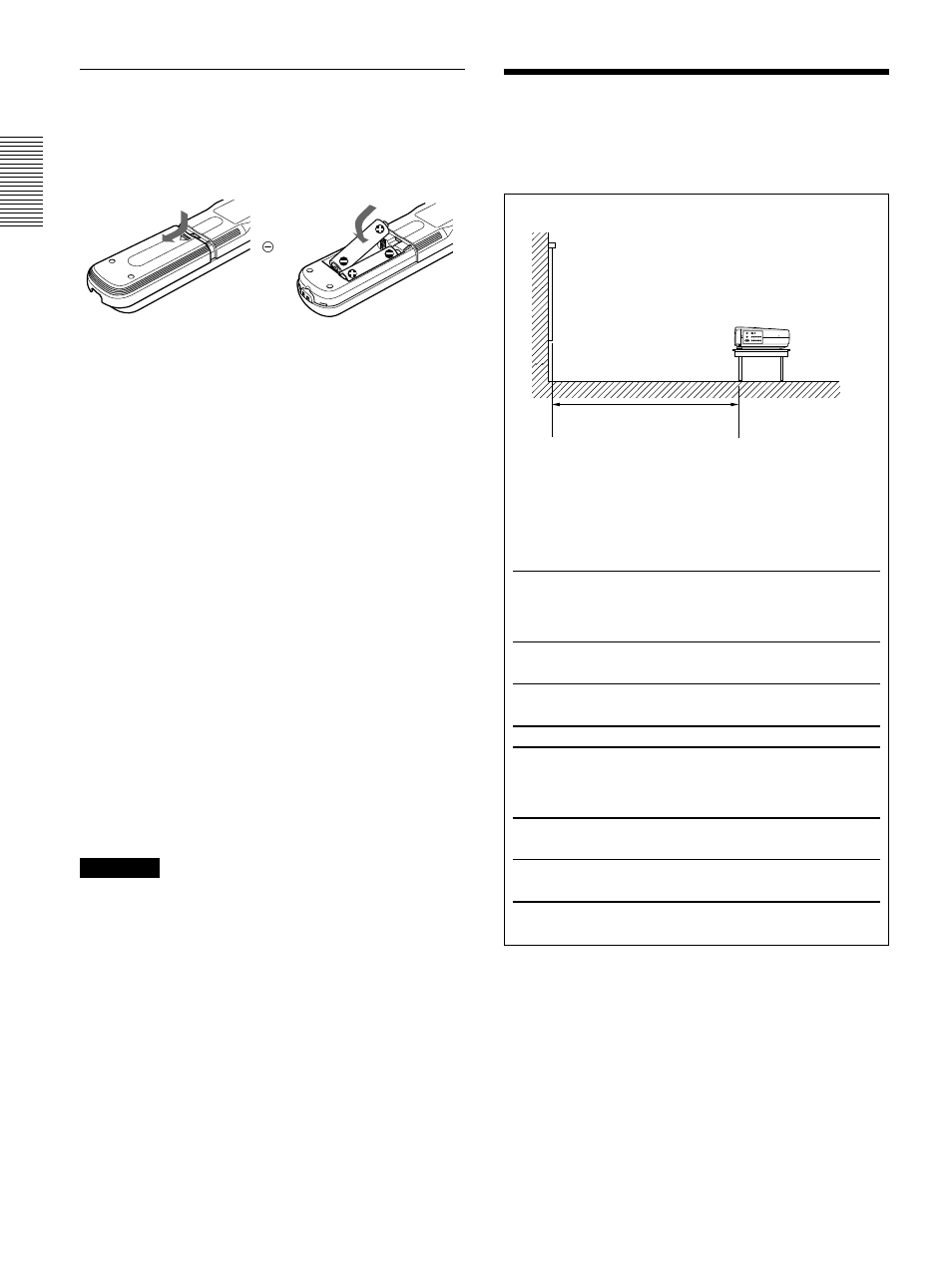 Installation du projecteur, Installation des piles | Sony VPL-VW10HT User Manual | Page 54 / 124