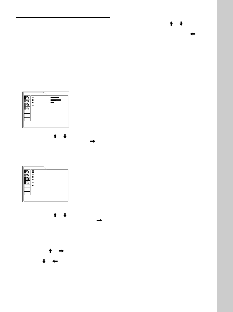 Utilisation du menu, Ajustements et r é gla g es à l ’aide du men u | Sony VPL-VW10HT User Manual | Page 61 / 124