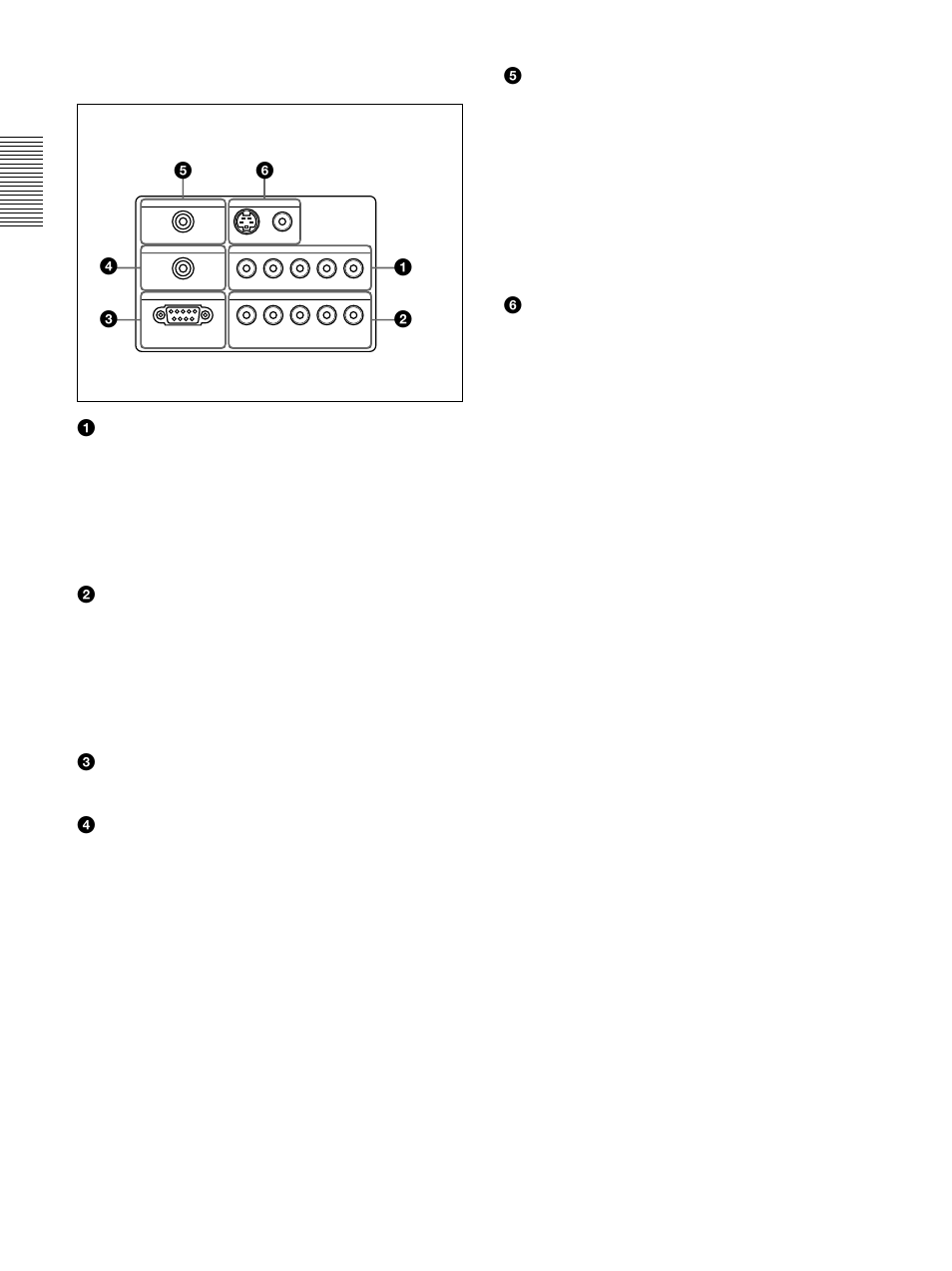 Panel de conectores, 1conectores input a conectores g/y, b/c, Hdtv o dtv (dtv gbr, dtv yp | 2 conectores input b conectores g/y, b/c | Sony VPL-VW10HT User Manual | Page 92 / 124