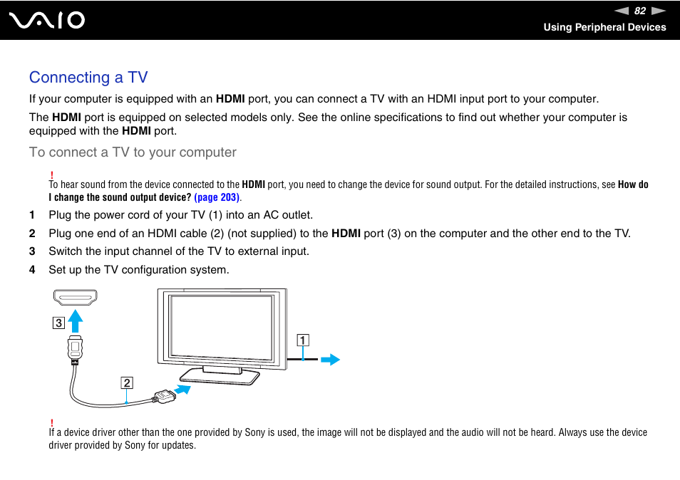 Connecting a tv | Sony VGN-SR290JVB User Manual | Page 82 / 227