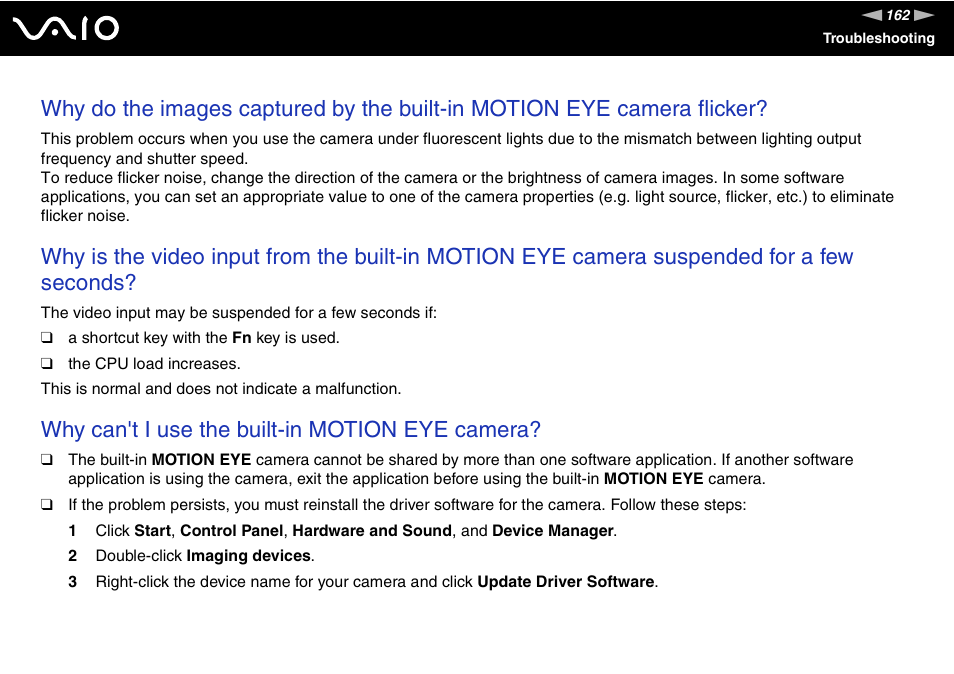 Why can't i use the built-in motion eye camera | Sony VGC-LV170J User Manual | Page 162 / 208