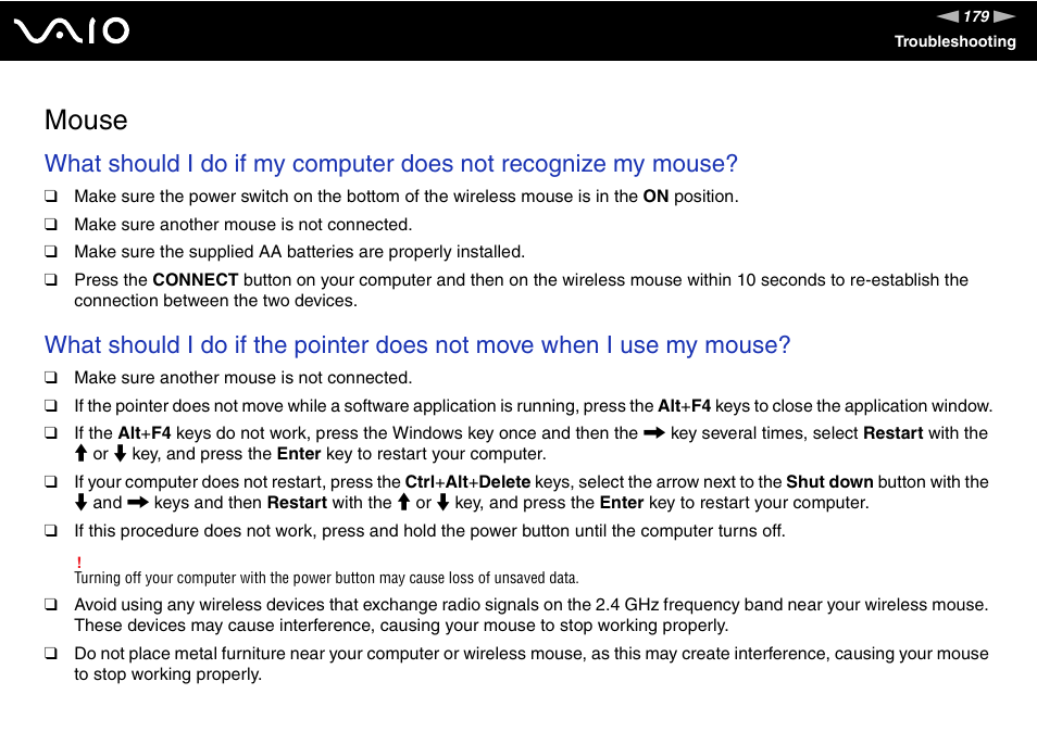 Mouse | Sony VGC-LV170J User Manual | Page 179 / 208